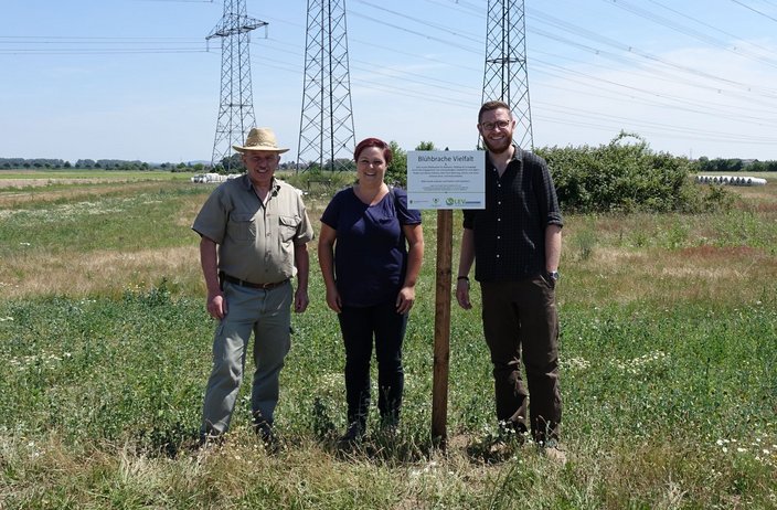 Die Akteure in der Rheinebene (v. l): Wolfgang Reinhardt (Jagdpächter), Katrin Naumann (LEV Rhein-Neckar), René Greiner (LJV)