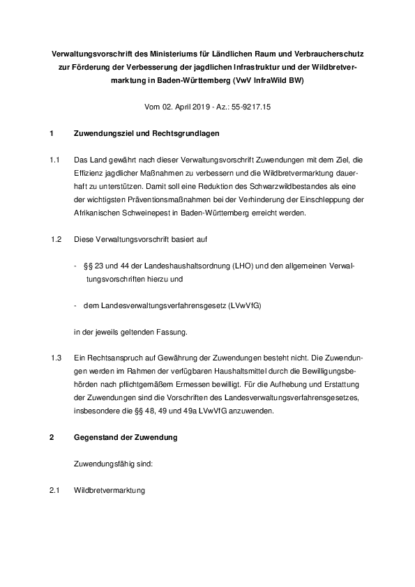 Förderrichtlinie InfraWild (pdf) pdf-preview
