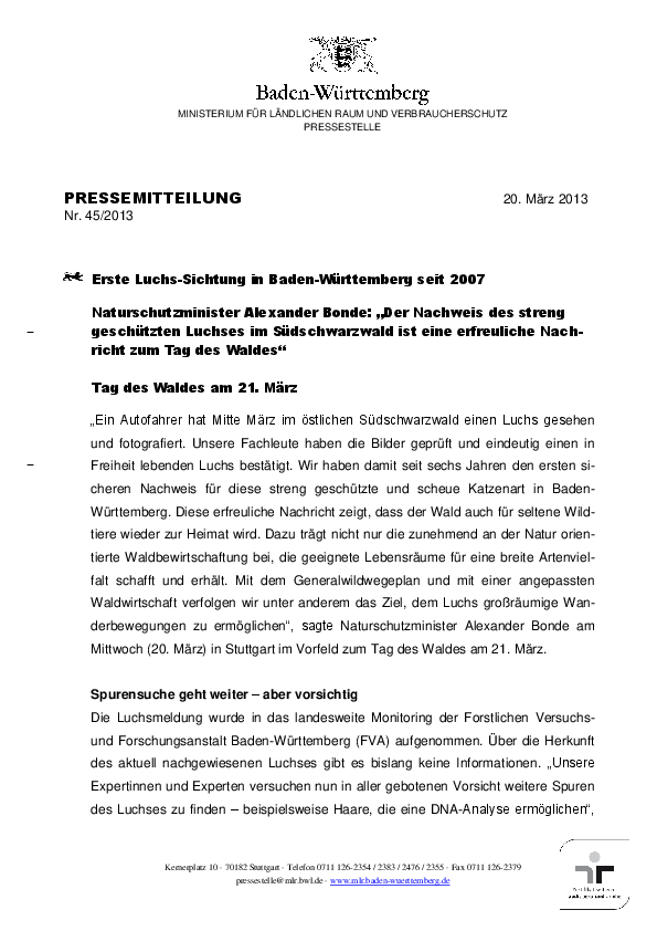 Zur Pressemeldung des MLR pdf-preview